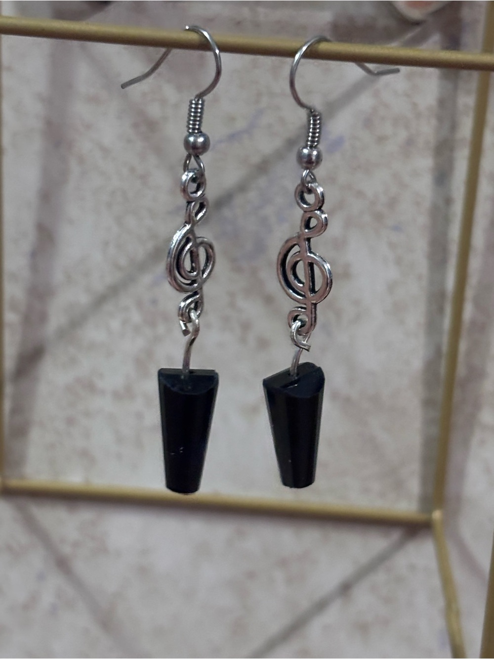 Music Note Black Dangle Earrings - Women's Jewelry